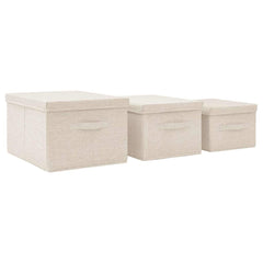vidaXL Stackable Storage Box Set of 3 Piece Fabric Cream 6