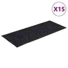 vidaXL Stair Mat | Set of 15 | Grey | Needle-punched fabric (100% polypropylene) 2