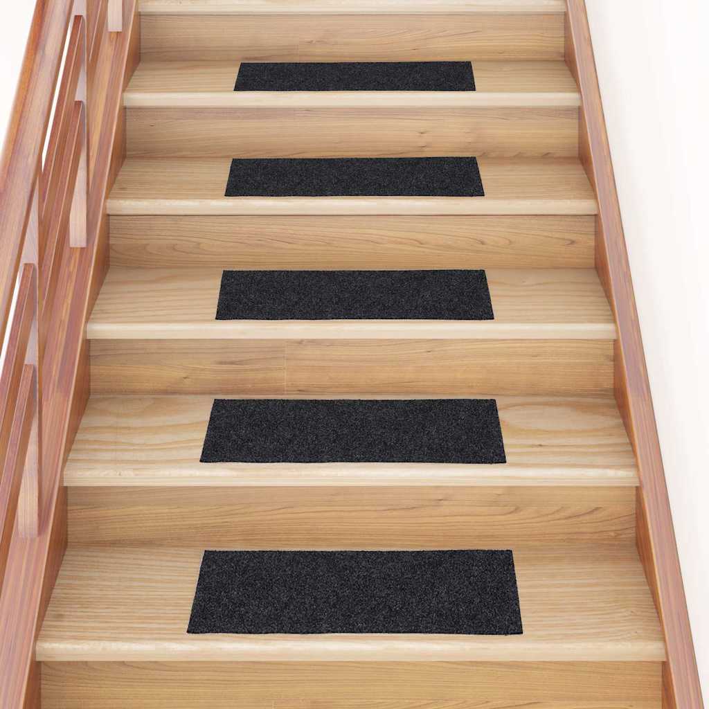 vidaXL Stair Mat | Set of 15 | Grey | Needle-punched fabric (100% polypropylene) 1