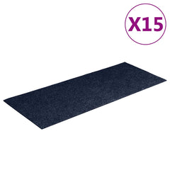 vidaXL Stair Mat | Set of 15 | Blue | Needle-punched fabric (100% polypropylene) 2