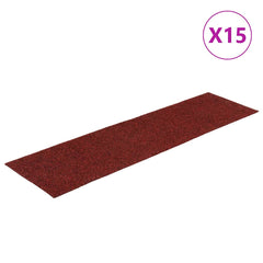 vidaXL Stair Mat | Set of 15 | Bordeaux red 2
