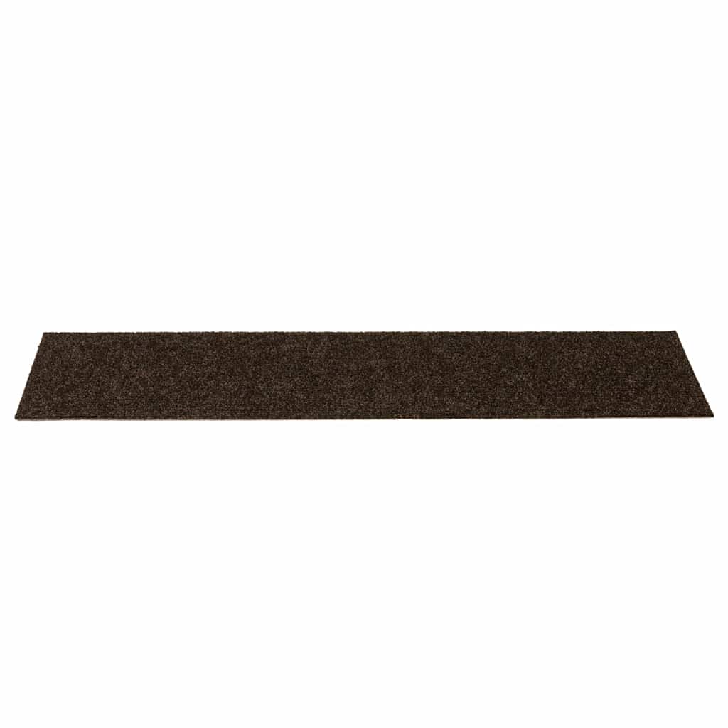 vidaXL Stair Mat | Set of 15 | Brown | Needle-punched fabric | 76 x 20 cm 4