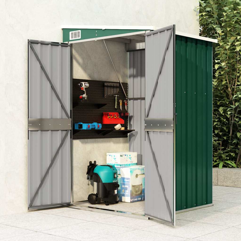 Wall-mounted Garden Shed Galvanised Steel Green 118 x 100 x 178 cm