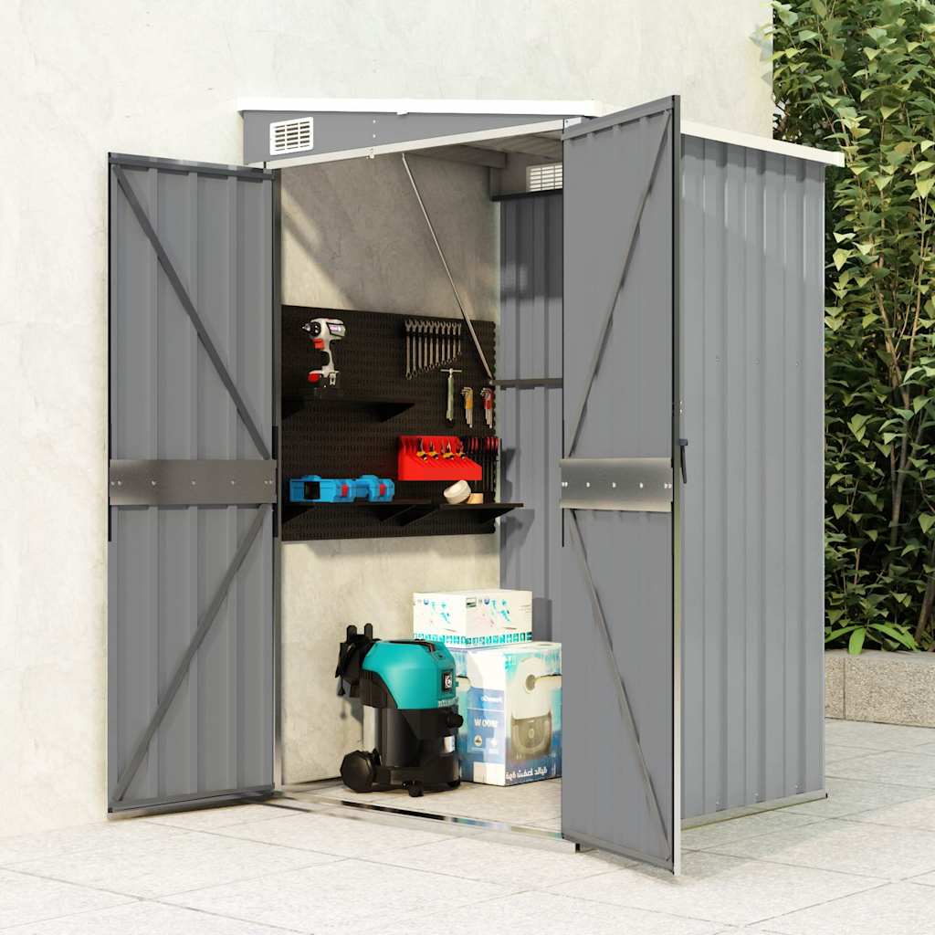 Wall-mounted Garden Shed Galvanised Steel Grey 118 x 100 x 178 cm