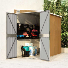 Wall-mounted Garden Shed Galvanised Steel Brown 118 x 194 x 178 cm