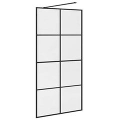 Walk-in Shower Wall Clear ESG Glass Transparent Black 100 x 195 cm