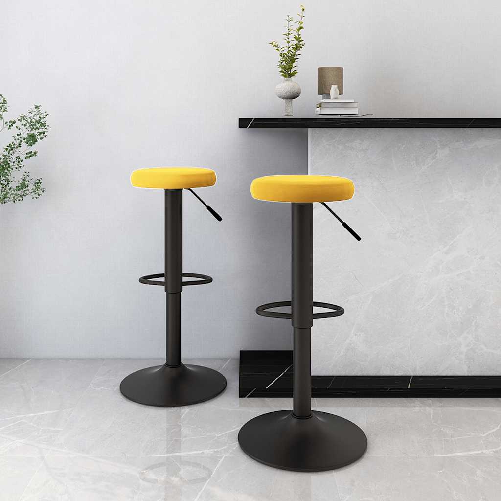 Bar Stools 2 pcs Velvet Mustard yellow