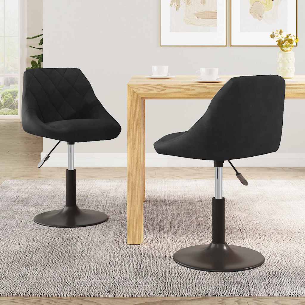 vidaXL Swivel Dining Chairs 2 pcs Black Velvet 1