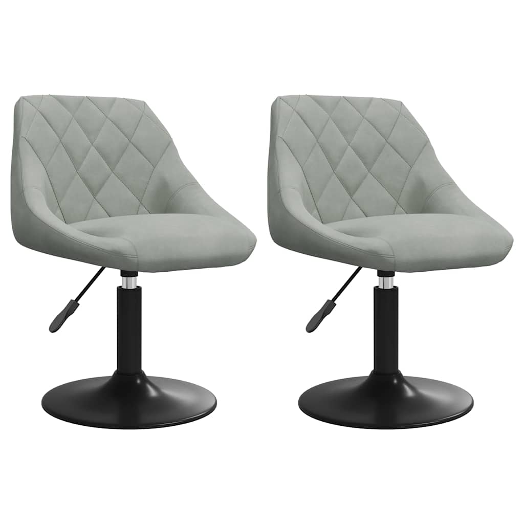 vidaXL Swivel Dining Chairs 2 pcs Light Grey Velvet 2