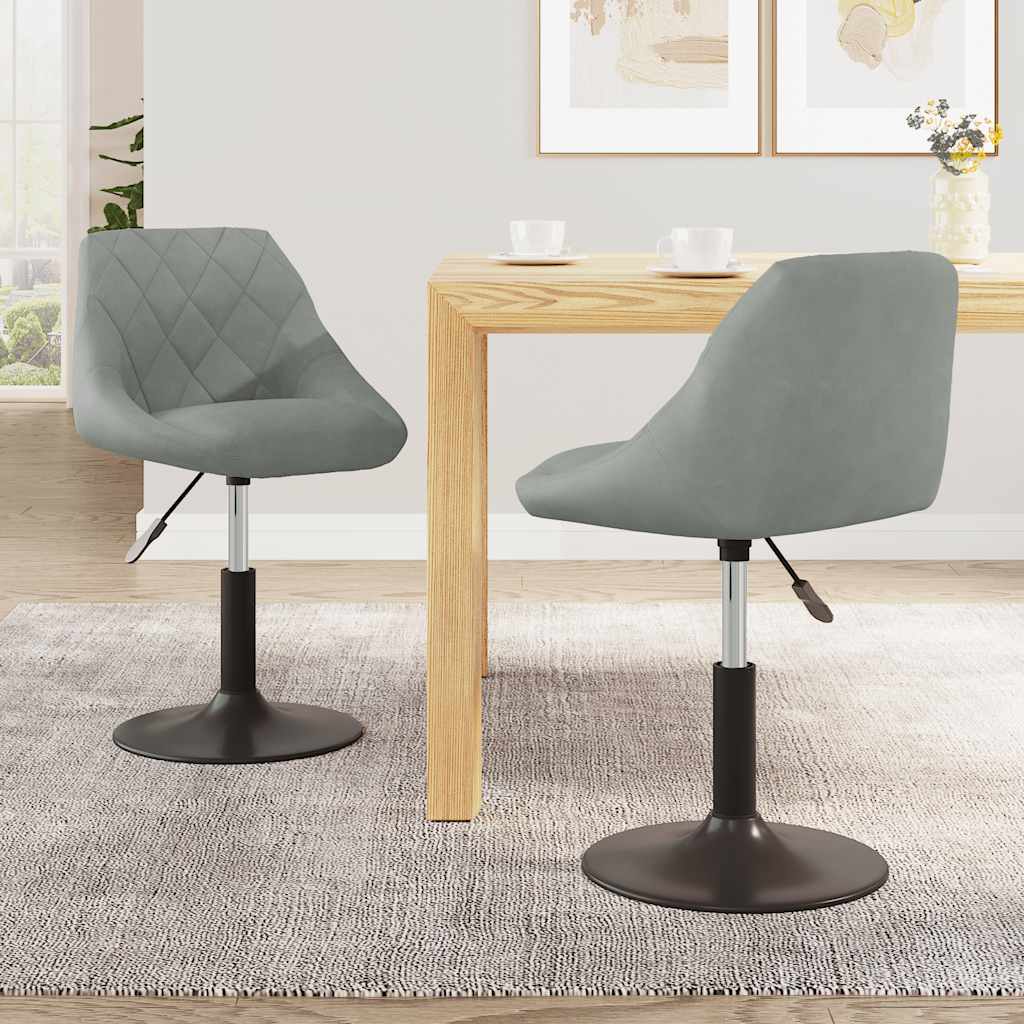 vidaXL Swivel Dining Chairs 2 pcs Light Grey Velvet 1