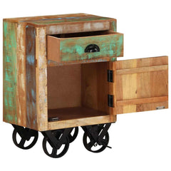 328316 vidaXL Bedside Cabinet with Wheels 40x30x57 cm Solid Reclaimed Wood 2