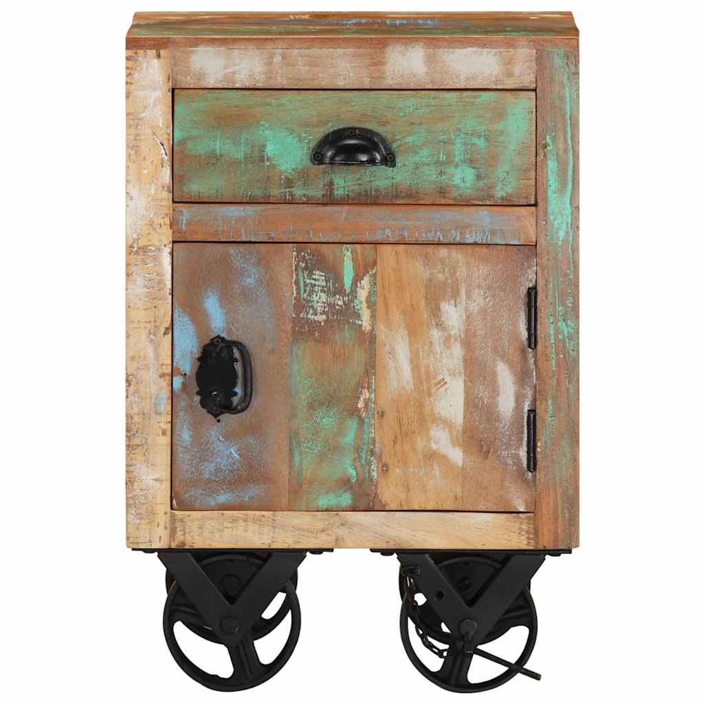 328316 vidaXL Bedside Cabinet with Wheels 40x30x57 cm Solid Reclaimed Wood 3