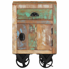 328316 vidaXL Bedside Cabinet with Wheels 40x30x57 cm Solid Reclaimed Wood 3