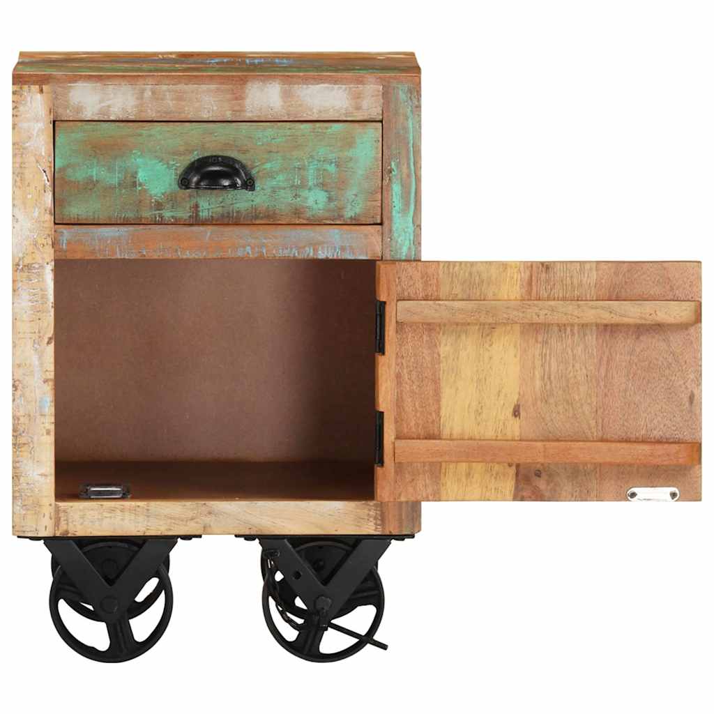 328316 vidaXL Bedside Cabinet with Wheels 40x30x57 cm Solid Reclaimed Wood 4