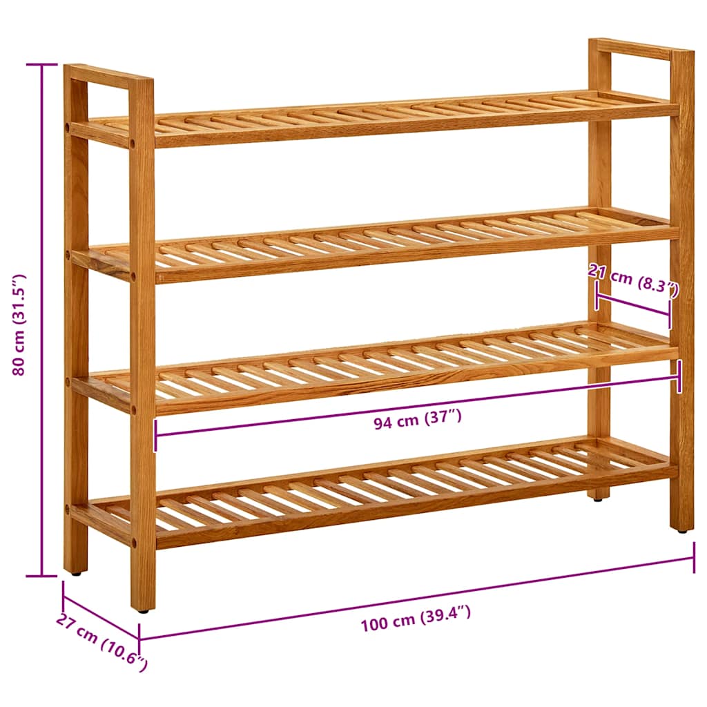 vidaXL Shoe Rack | Solid Oak | Solid Oak Wood | Medium | Shoe Rack | Rectangular 6
