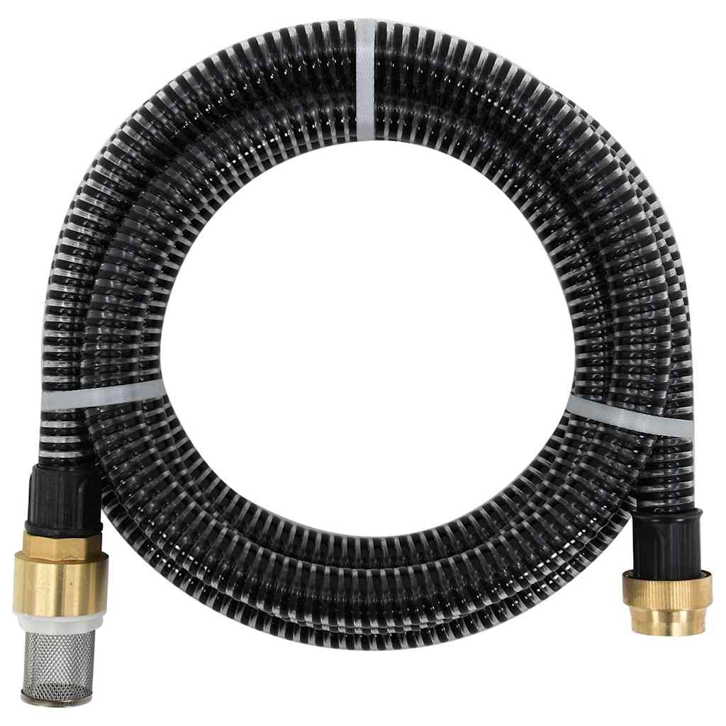 vidaXL Suction Hose with Brass Connectors Black 1.1" 4 m PVC 1