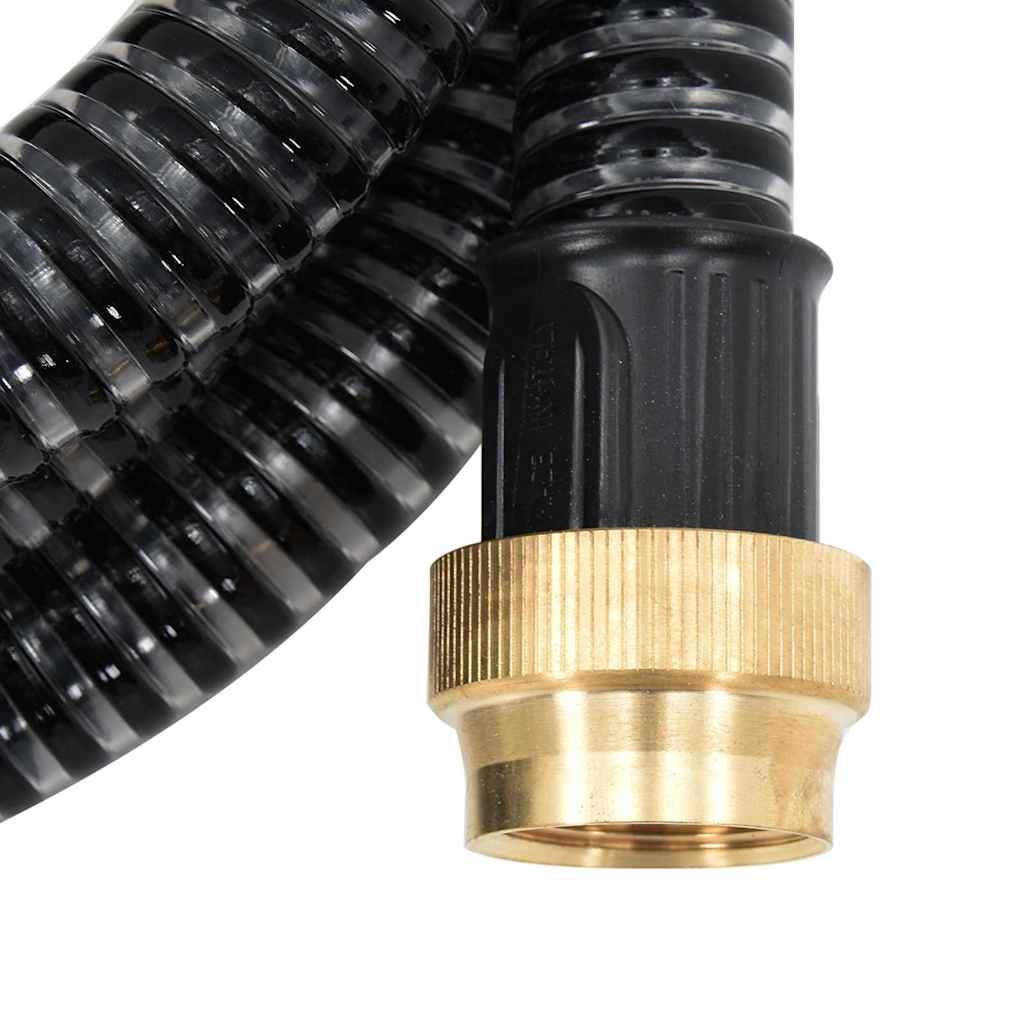 vidaXL Suction Hose with Brass Connectors Black 1.1" 5 m PVC 2