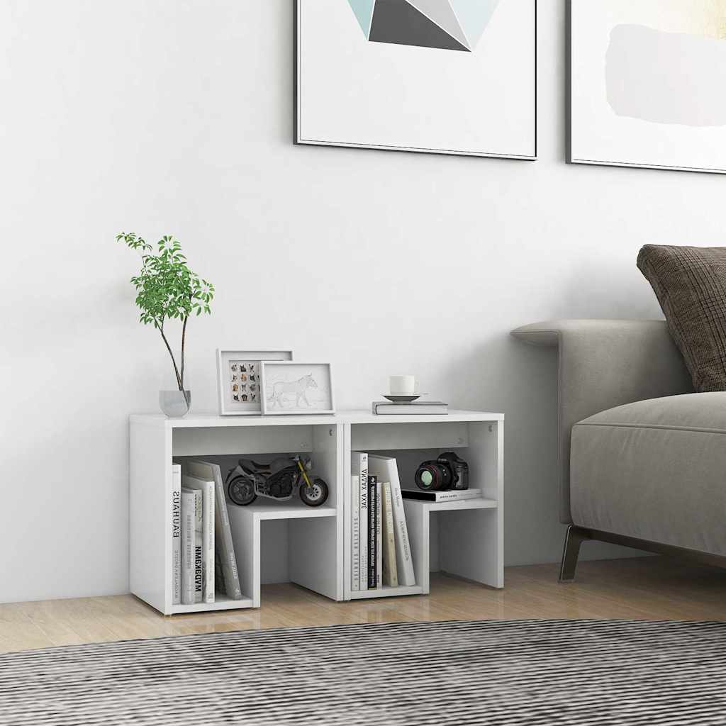 806329 vidaXL Bed Cabinets 2 pcs White 40x30x40 cm Engineered Wood 1