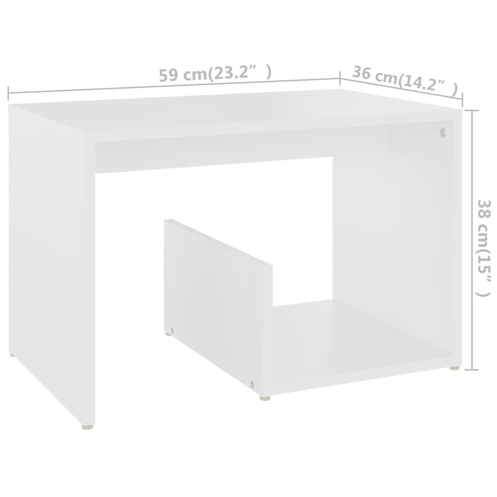 vidaXL Side Table | White | Engineered wood | Medium | Side Table | Rectangular 6