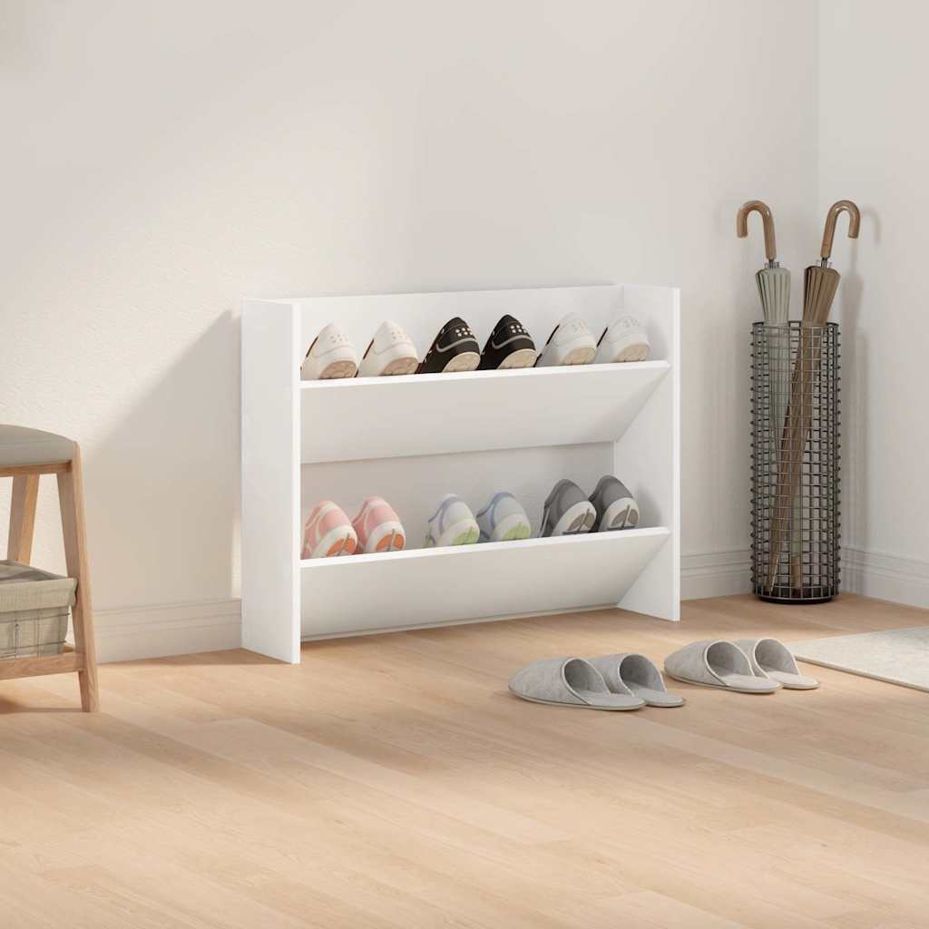 vidaXL Wall Shoe Cabinet White 80x18x60 cm Engineered Wood 3