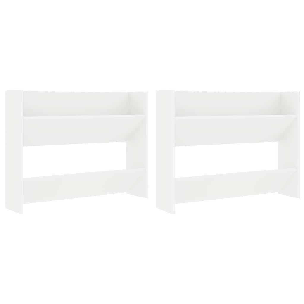 vidaXL Wall Shoe Cabinet 2 pcs White 80x18x60 cm Engineered Wood 2