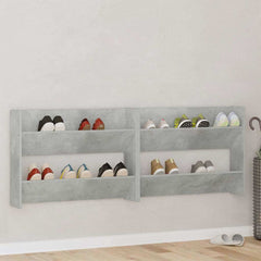 vidaXL Wall Shoe Cabinets 2 pcs Concrete Grey 80x18x60 cm Engineered Wood 3