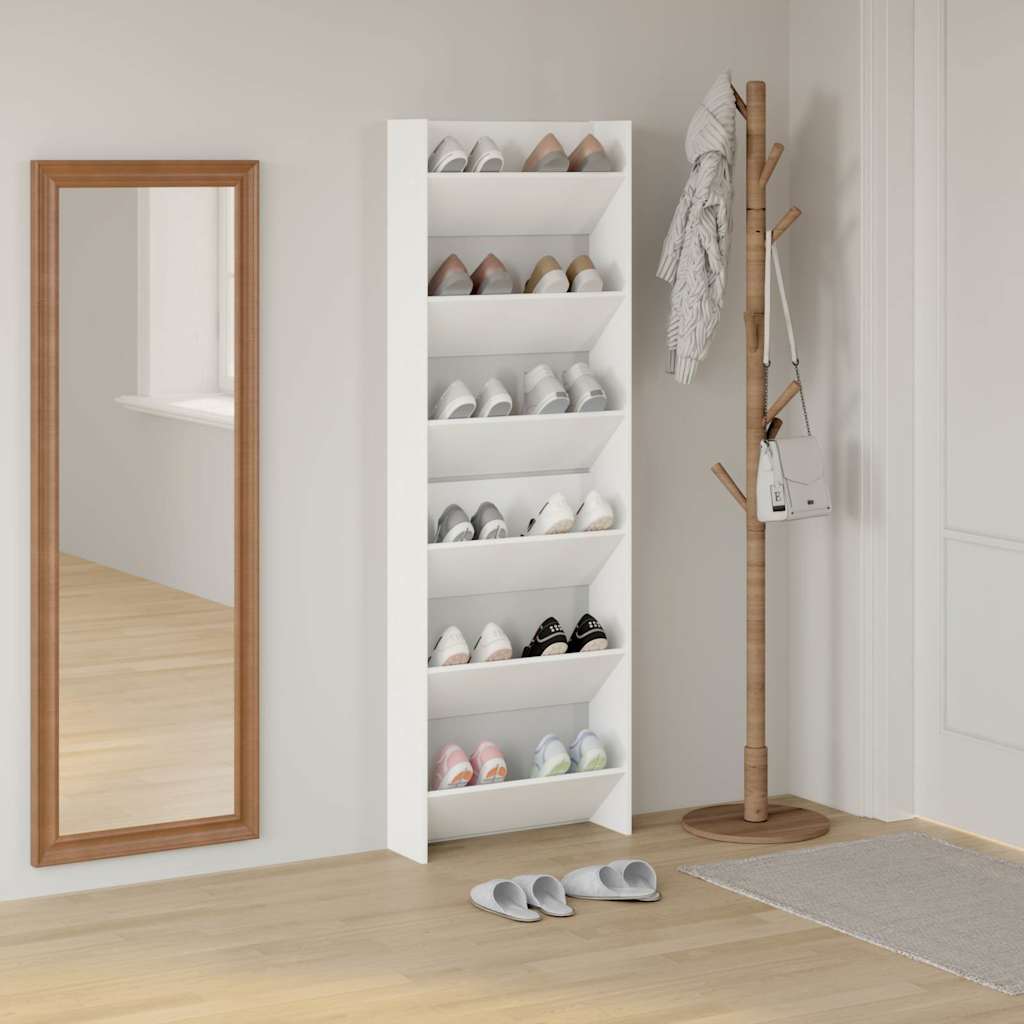 vidaXL Wall Shoe Cabinets 2 pcs White 60x18x90 cm Engineered Wood 3