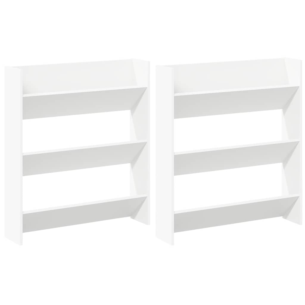 vidaXL Wall Shoe Cabinets 2 pcs White 80x18x90 cm Engineered Wood 2