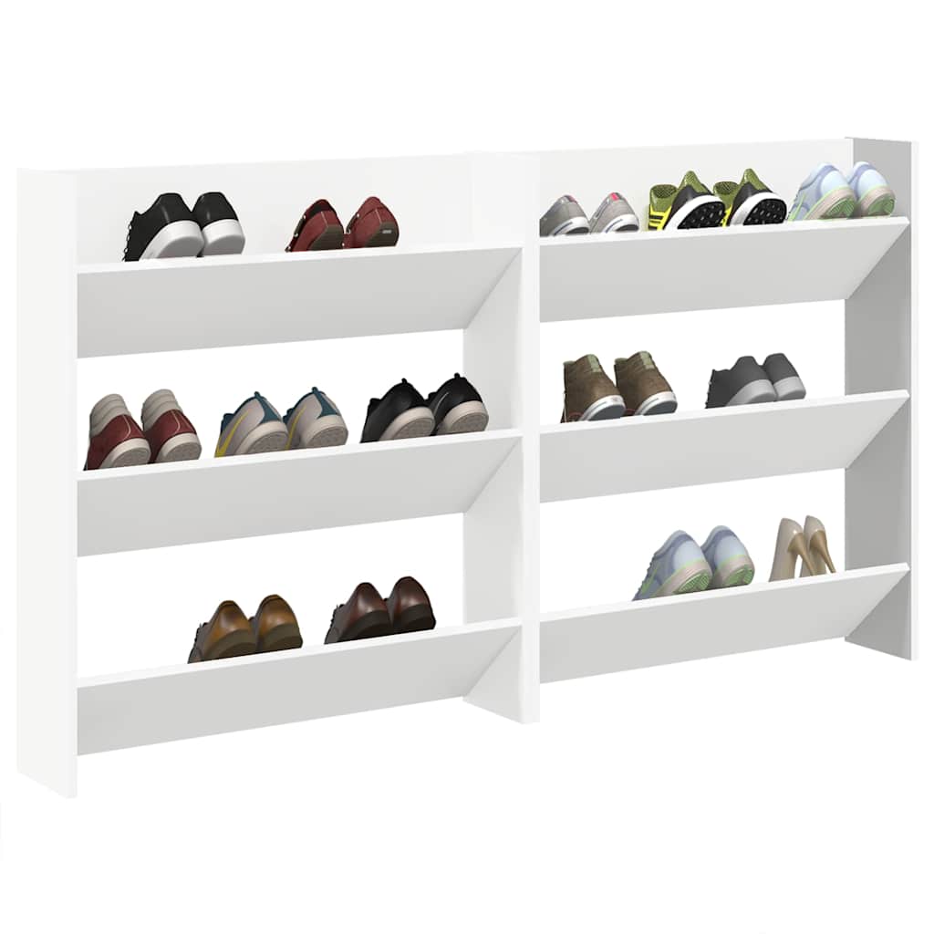 vidaXL Wall Shoe Cabinets 2 pcs White 80x18x90 cm Engineered Wood 4