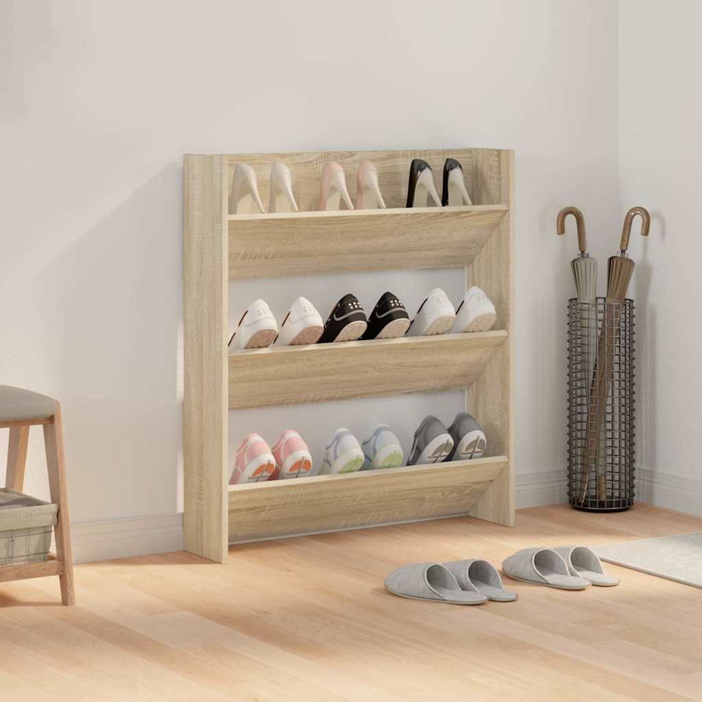 vidaXL Wall Shoe Cabinet | Sonoma oak | Engineered wood | Medium | Wall mounting 3
