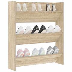 vidaXL Wall Shoe Cabinet | Sonoma oak | Engineered wood | Medium | Wall mounting 4