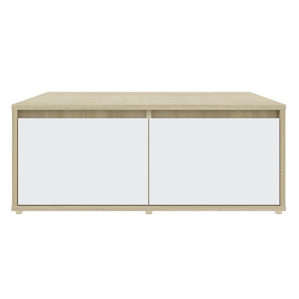 vidaXL Coffee Table | White and Sonoma Oak | Engineered Wood | 80 cm | Storage 4