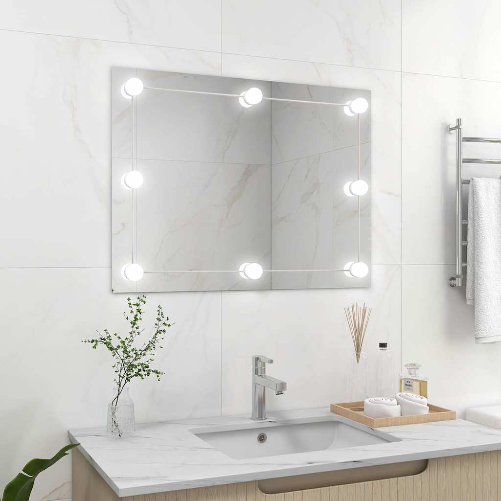 Wall Mirror with LED Lights Glass Rectangle with LEDs 80 x 60 cm