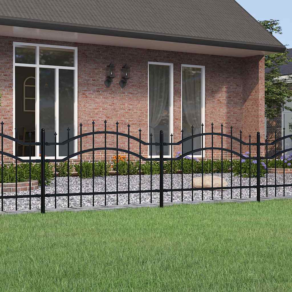 Garden Fence CORONA 240 x 75 cm Powder-coated steel Black 115 cm