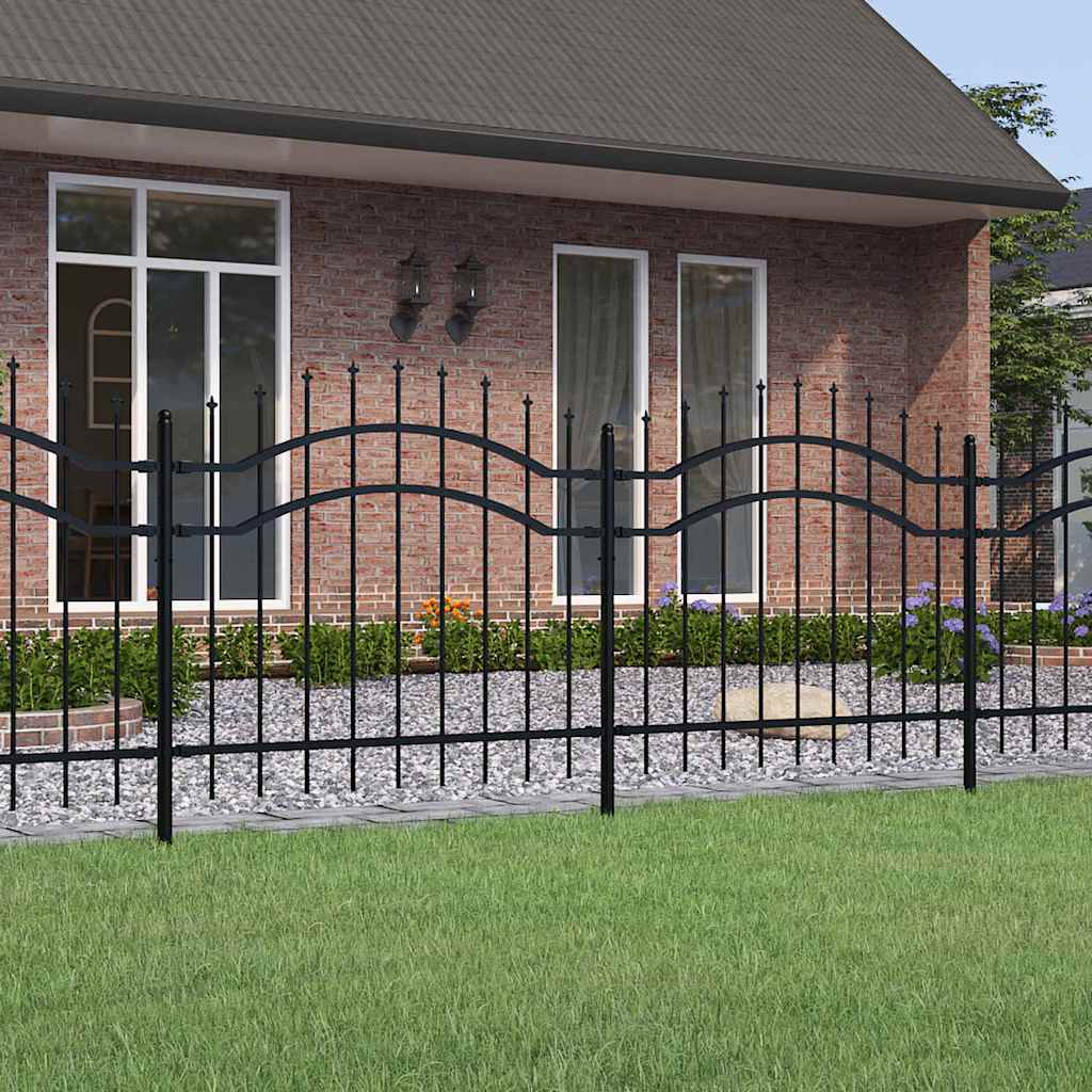 Garden Fence CORONA 240 x 75 cm Powder-coated steel Black 140 cm