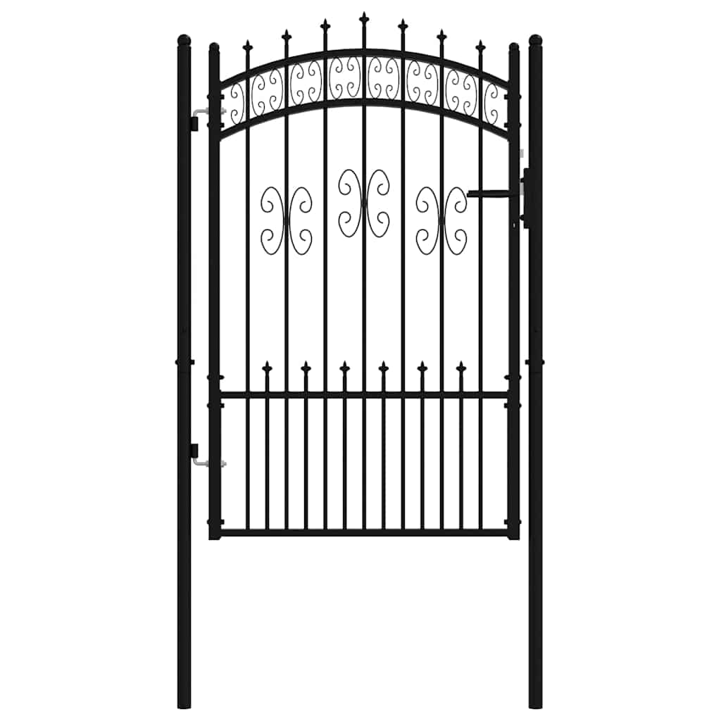 vidaXL Fence Gate "KAMPEN" with Spear Top Black 103x150 cm Steel 3