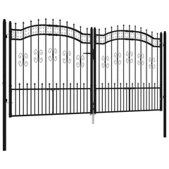 vidaXL Fence Gate "KAMPEN" with Spear Top Black 302x150 cm Steel 2