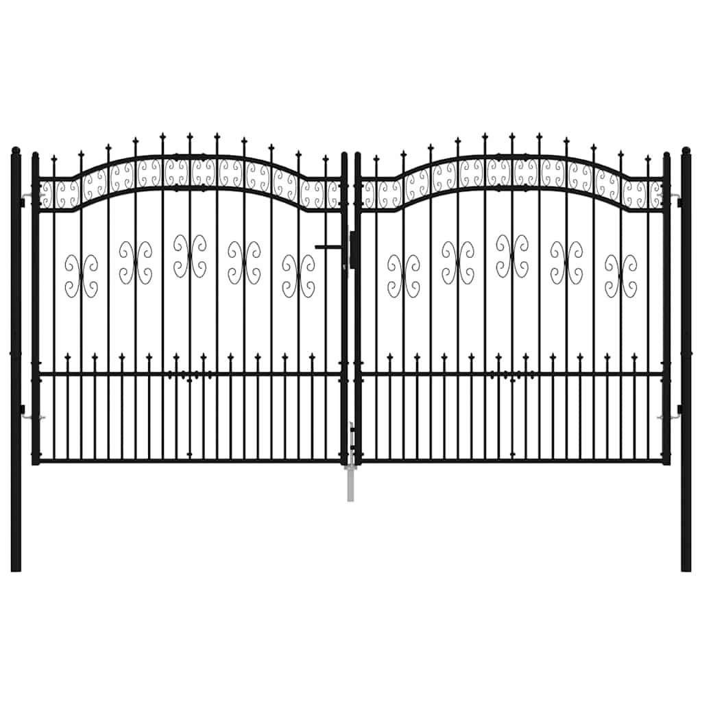 vidaXL Fence Gate "KAMPEN" with Spear Top Black 302x150 cm Steel 3