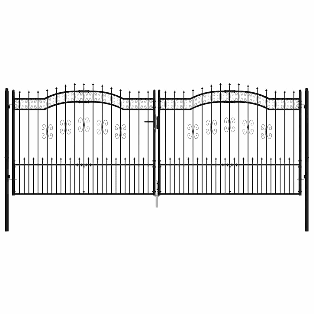 vidaXL Fence Gate "KAMPEN" with Spear Top Black 394,5x150 cm Steel 3