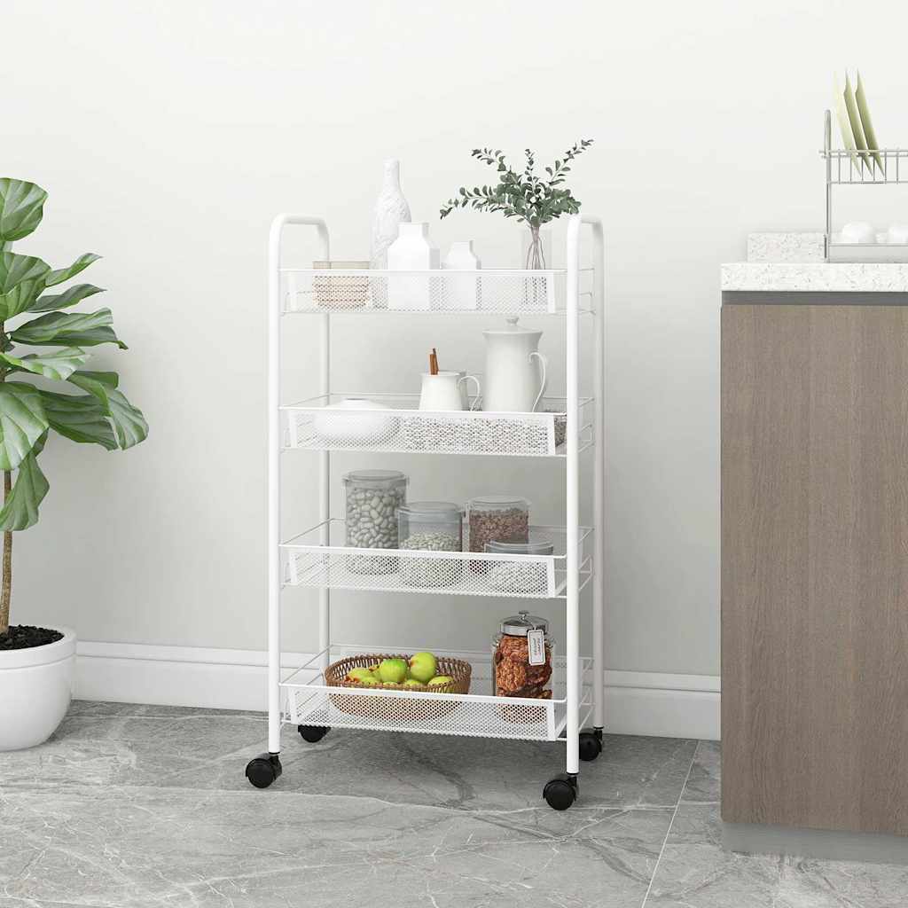 vidaXL 4-Tier Kitchen Trolley White 46x26x85 cm Iron 1