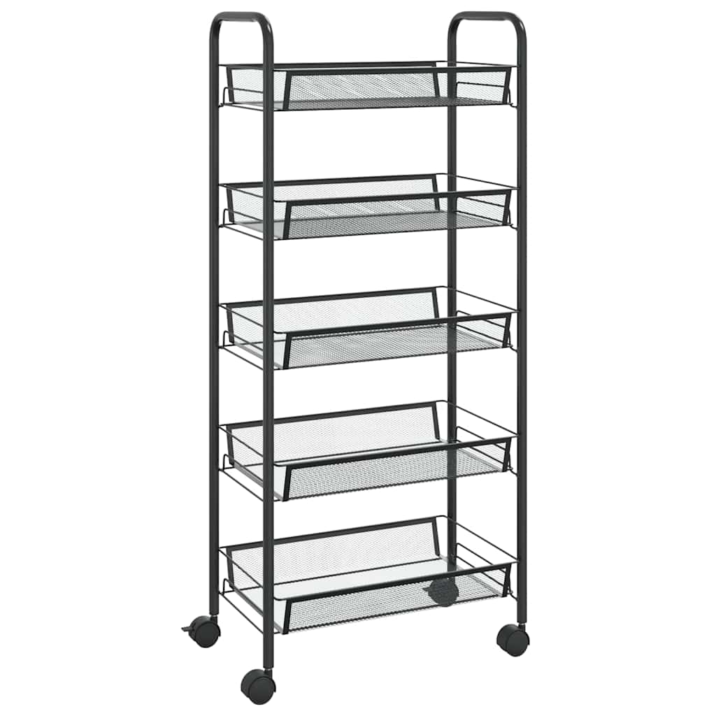 vidaXL 5-Tier Kitchen Trolley Black 46x26x105 cm Iron 2