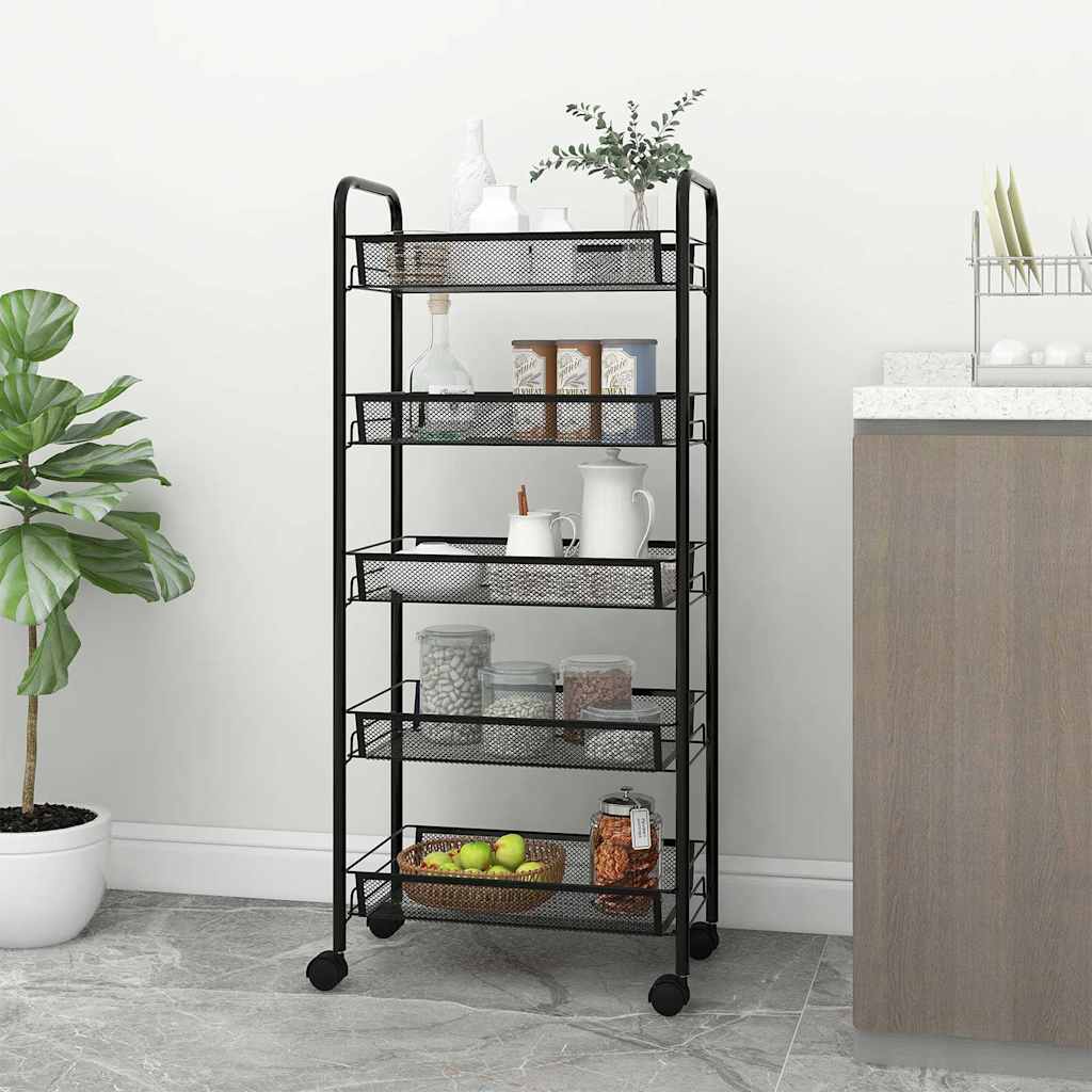 vidaXL 5-Tier Kitchen Trolley Black 46x26x105 cm Iron 1