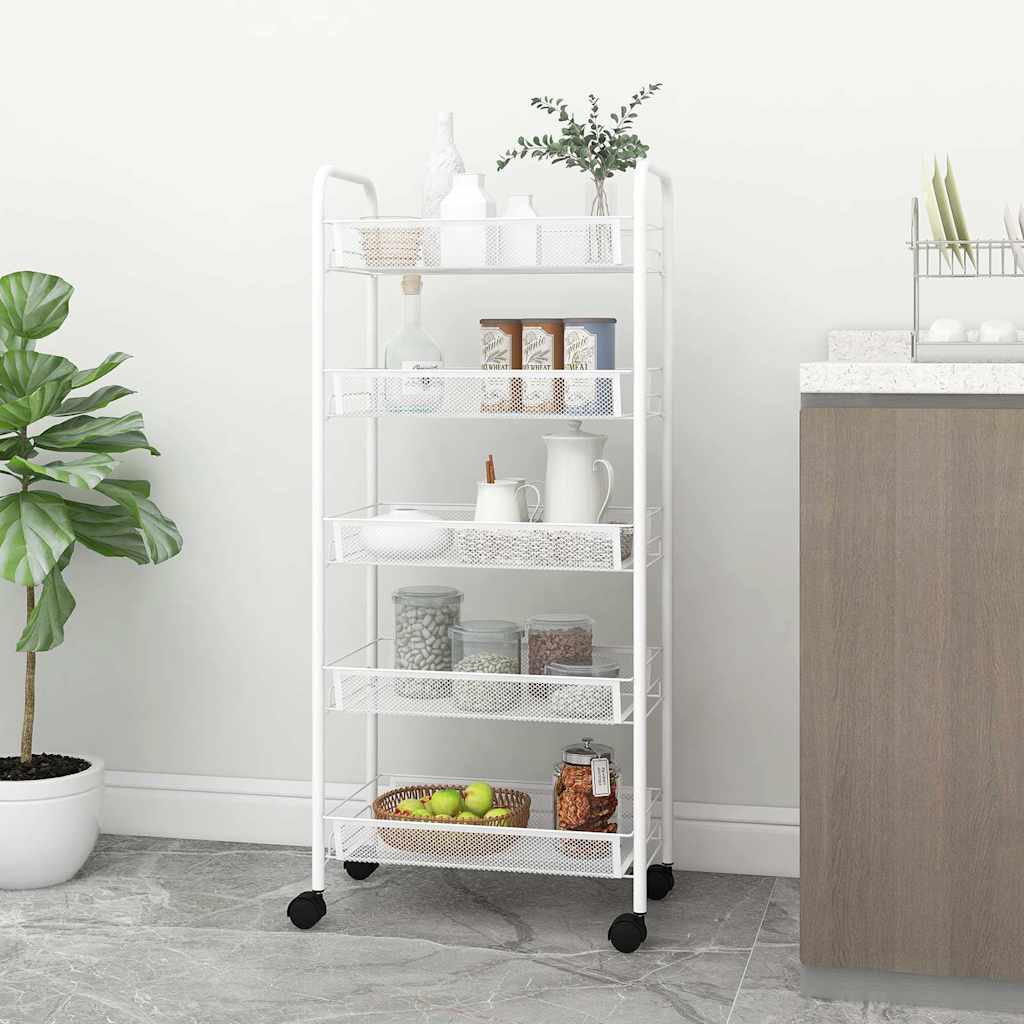vidaXL 5-Tier Kitchen Trolley White 46x26x105 cm Iron 1