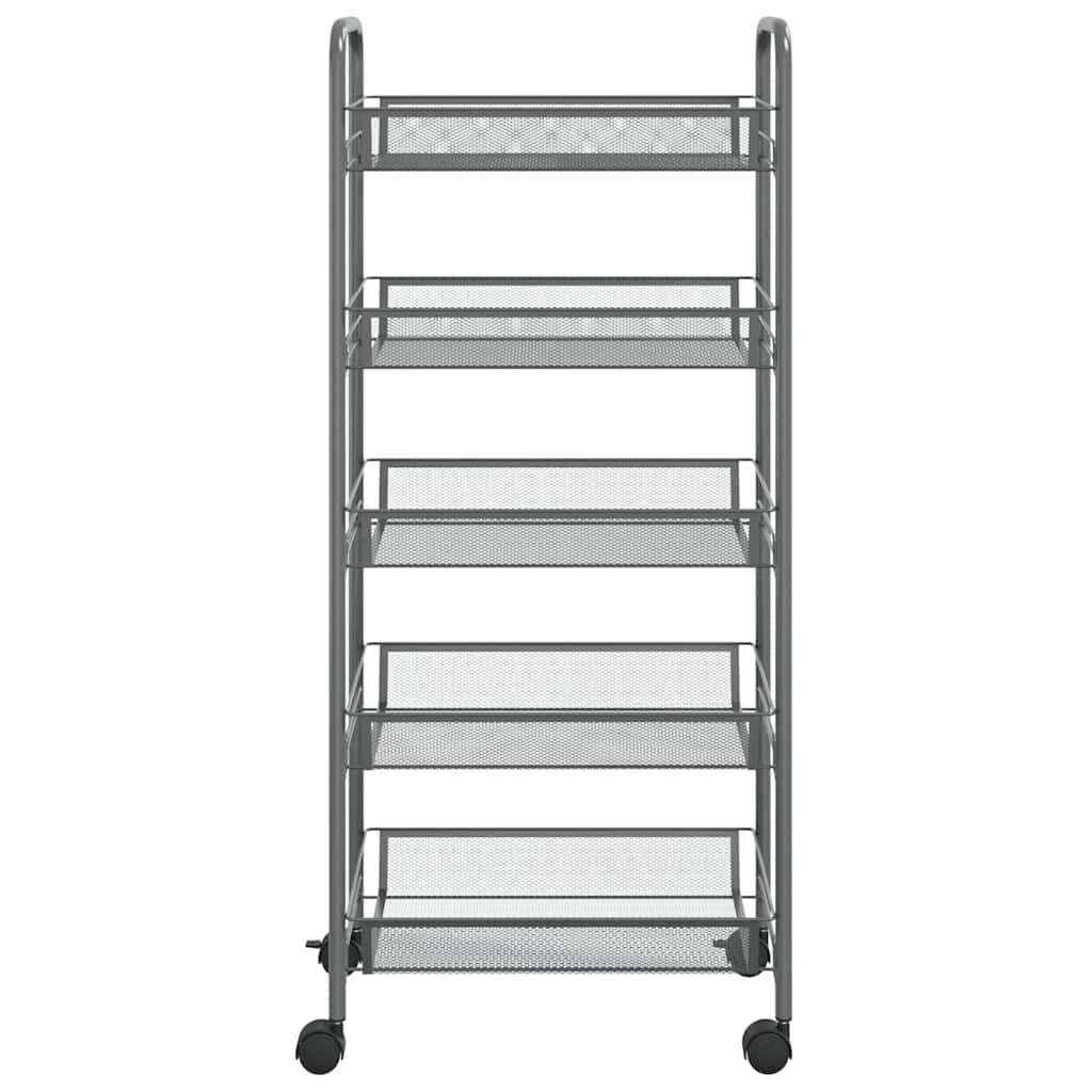 vidaXL 5-Tier Kitchen Trolley Grey 46x26x105 cm Iron 3