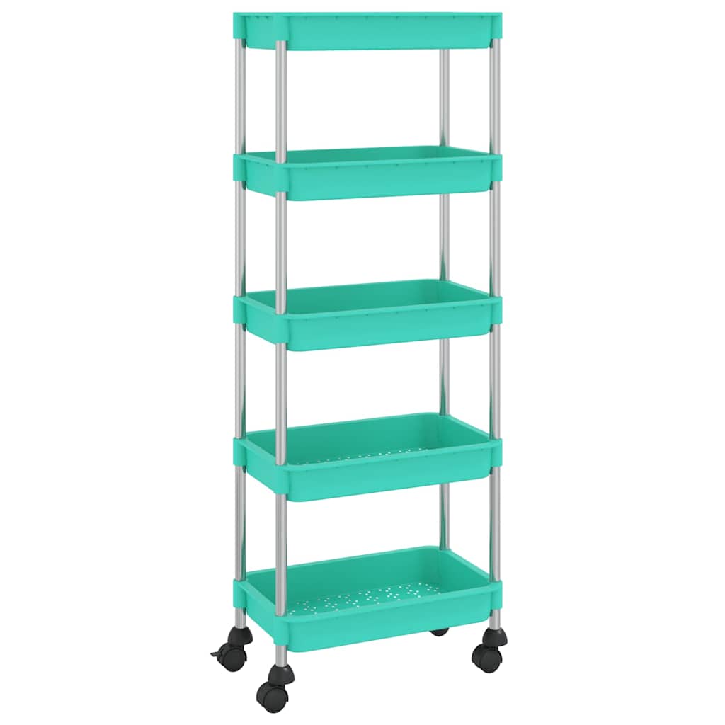 vidaXL 5-Tier Kitchen Trolley Turquoise 42x29x128 cm Iron and ABS 2