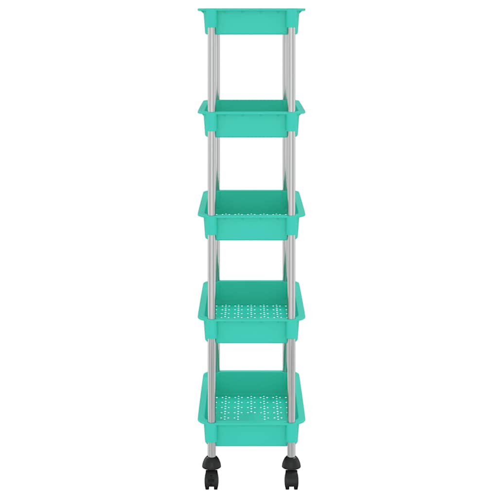 vidaXL 5-Tier Kitchen Trolley Turquoise 42x29x128 cm Iron and ABS 4