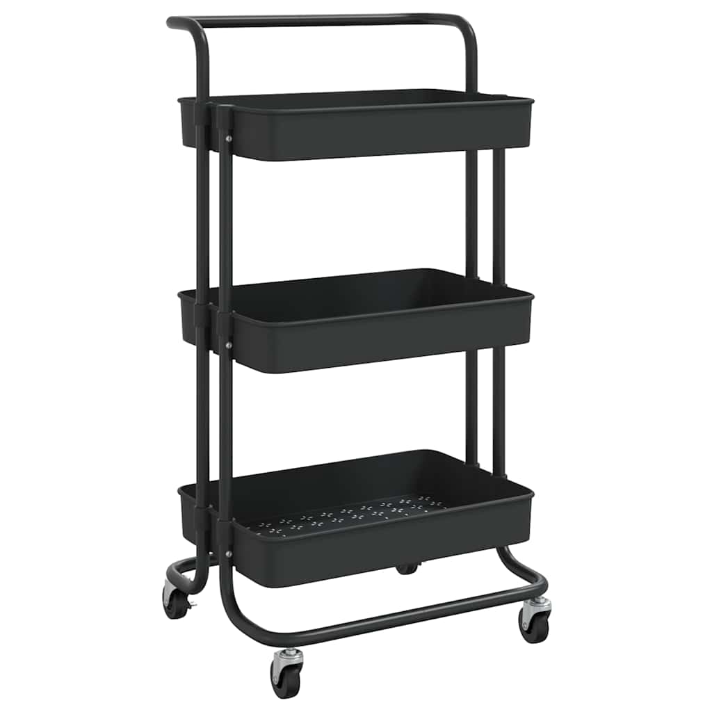 vidaXL 3-Tier Kitchen Trolley Black 42x35x85 cm Iron and ABS 2