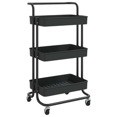 vidaXL 3-Tier Kitchen Trolley Black 42x35x85 cm Iron and ABS 2