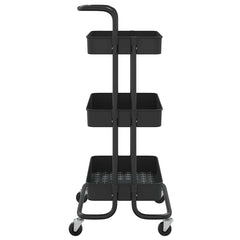 vidaXL 3-Tier Kitchen Trolley Black 42x35x85 cm Iron and ABS 4