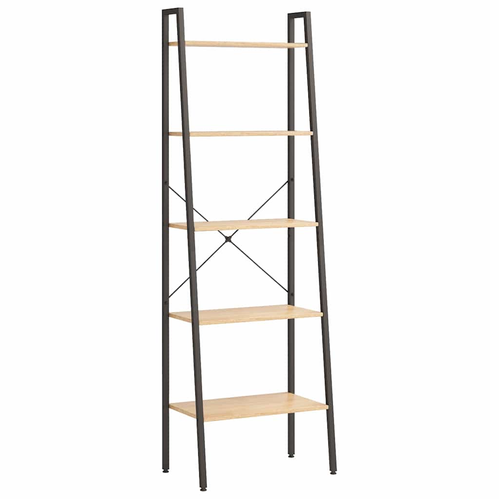 vidaXL Standing Shelf | Light Brown and Black | Engineered wood and Steel 2